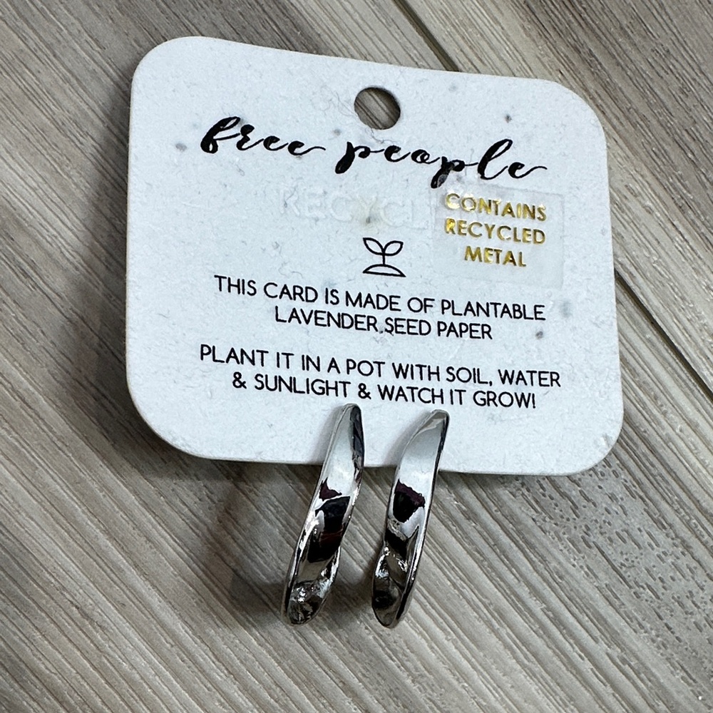 Free people semi hoop faceted earrings silver tone